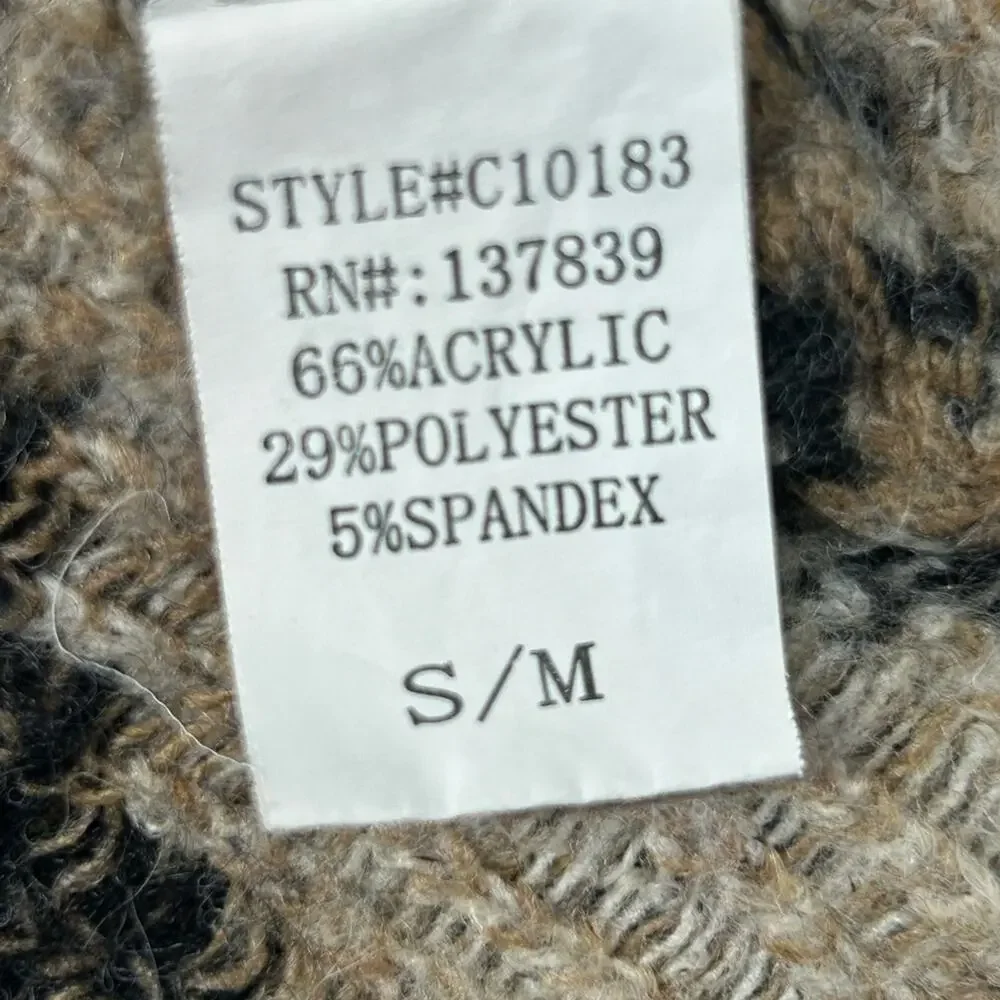 Leopard Print Open Cardigan S M Cozy Oversized Soft Knit Sweater